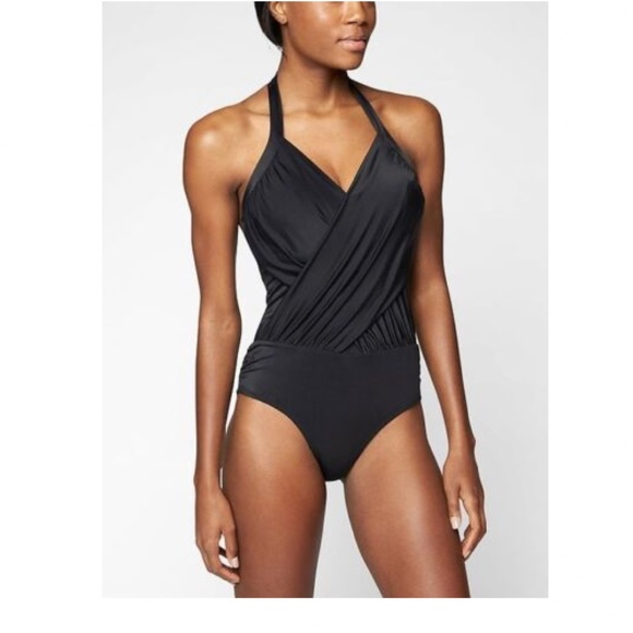 NWT Athleta Wrap One Piece in Black Size 40B/C - Picture 1 of 6